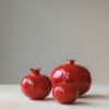 Vaso scultura melagrana+ in 3 formati diversi colore rosso