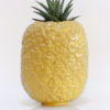 Immagine di ananas in ceramica color giallo su sfondo bianco.