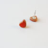 Coppia di orecchini di ceramica a forma di cuore, colore rosso